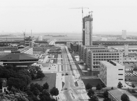 zwartwit foto campus